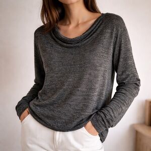 Helmut Lang Alpaca Linen Cowl Neck Draped Sweater Gray Minimalist Women’s Medium